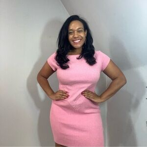 Victor Glemaud Pink Mini Dress Cashmere Sweater Knit Bodycon Barbie